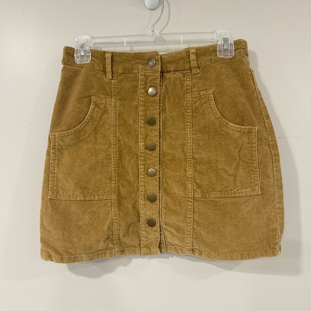 Altar'd State Brown Button-Front Mini Skirt Size Medium